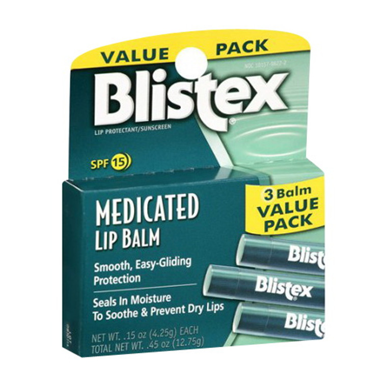 Blistex Medicated Lip Balm SPF 15, 0.15 oz/3 pack