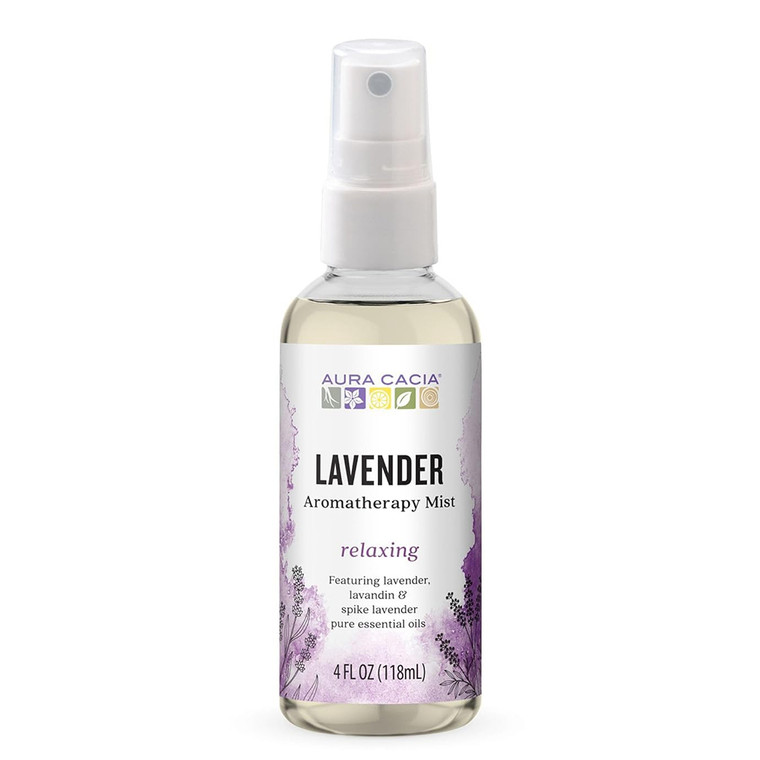 Aura Cacia Aromatherapy Mist Relaxing Lavender Room and Body Calming Spray 4Oz (118ml)