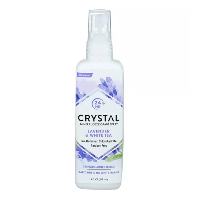 French Transit Crystal Essence Mineral Deodorant Body Spray, Lavender, White Tea, 4 Oz