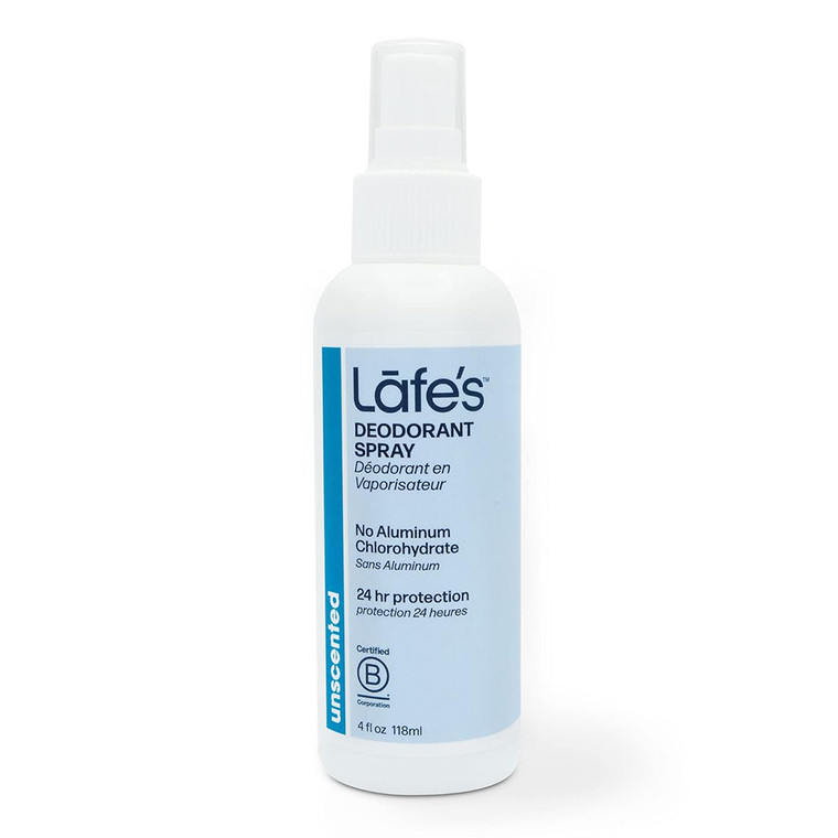 Lafes Aluminum Free Natural Deodorant Spray 24 Hour Protection Unscented 4Oz (118ml)