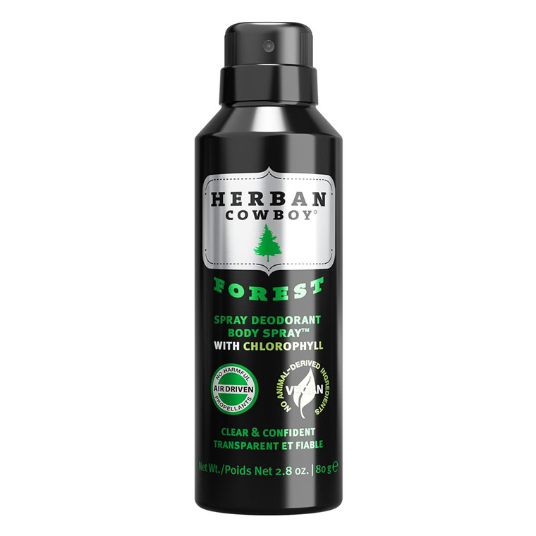 Herban Cowboy Forest Body Spray Deodorant Long Lasting Odor Protection 2.8Oz (80g)