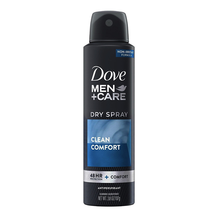 Dove Men Plus Care Clean Comfort 48-Hour Antiperspirant Deodorant Dry Spray, 3.8 Oz
