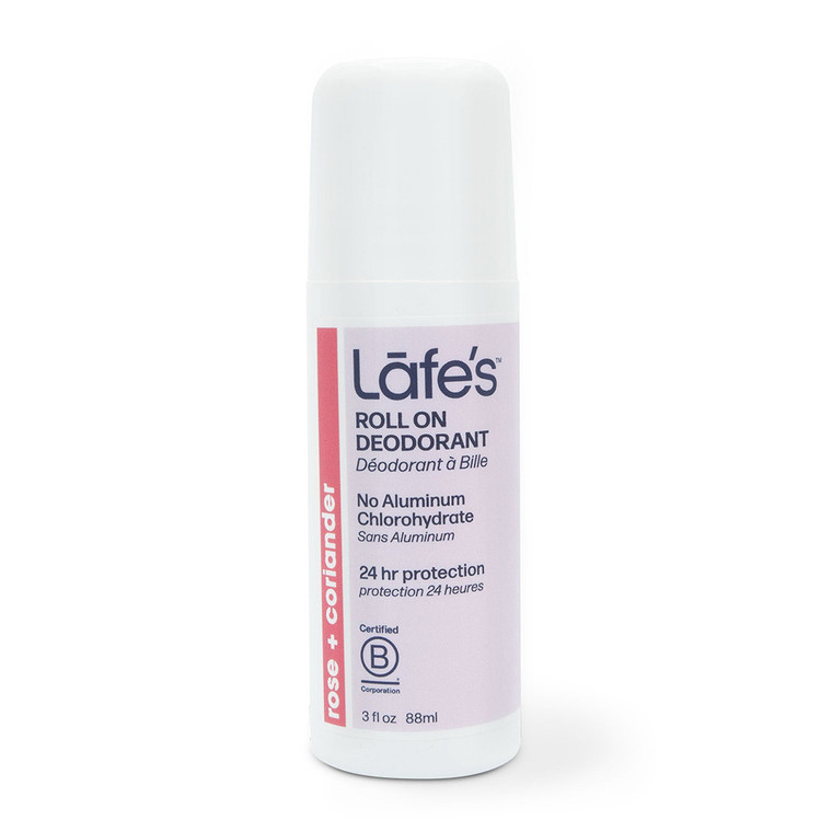 Lafes Natural Roll On Deodorant Rose And Coriander, 3 Oz