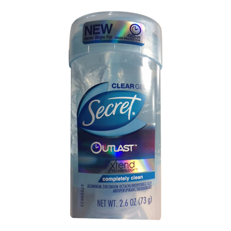 Secret Outlast Antiperspirant And Deodorant Clear Gel, Completely Clean, 2.6 Oz