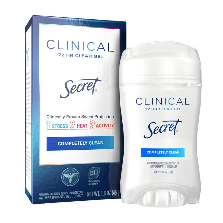 Secret Clinical Strength Completely Clean Antiperspirant And Deodorant Clear Gel, 1.6 Oz