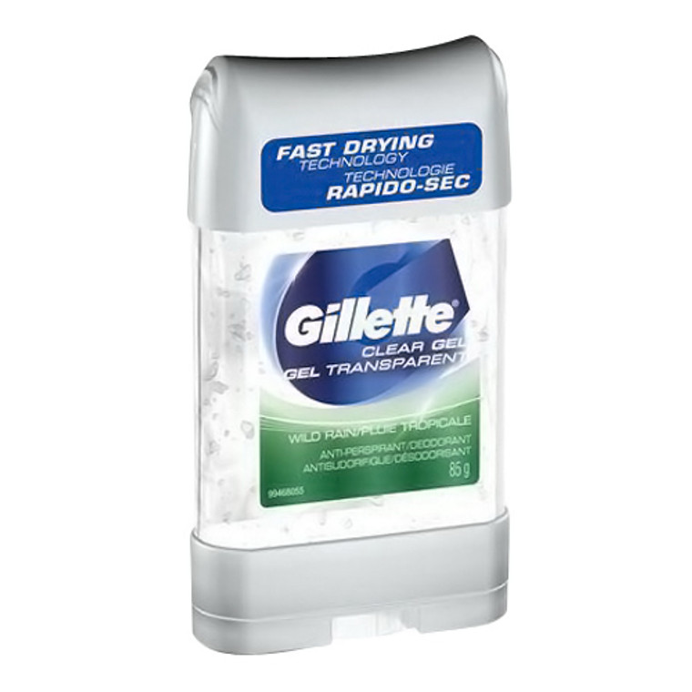 Gillette Clear Gel Transparent Fast Dying Antiperspirant Deodorant, Wild Rain, 3.8 Oz