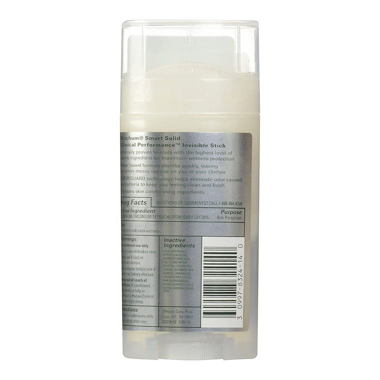 Mitchum Smart Solid Anti Perspirant And Deodorant Stick, Unscented,2.5 Oz
