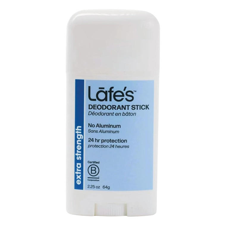 Lafes Aluminum Free Natural Deodorant Stick Extra Strength 2.25Oz (64g)