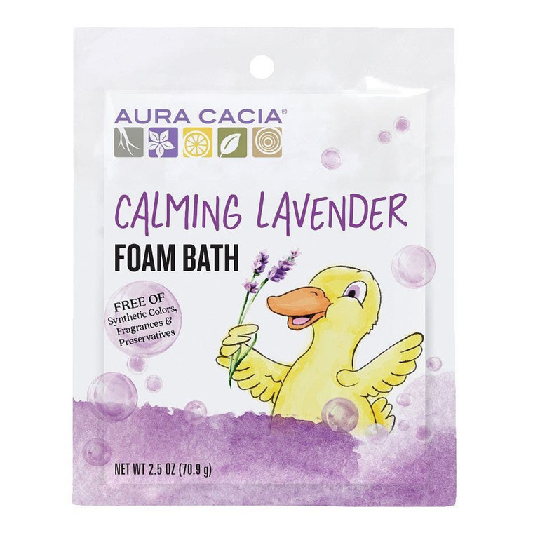Aura Cacia Calming Lavender Foam Bath for Kids Gentle Relaxation and Aromatherapy 2.5Oz (70.9g)