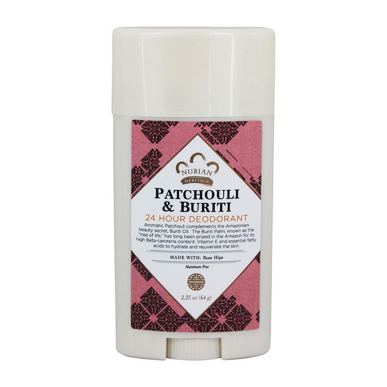 Nubian Heritage Patchouli and Buriti 24 Hour Deodorant Stick, 2.25 Oz