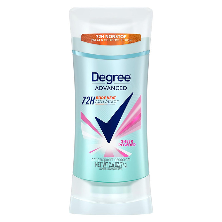 Degree Advanced Antiperspirant and Deodorant Sheer Powder for Women Sweat and Odor Protection Stick 2.6Oz (74g)