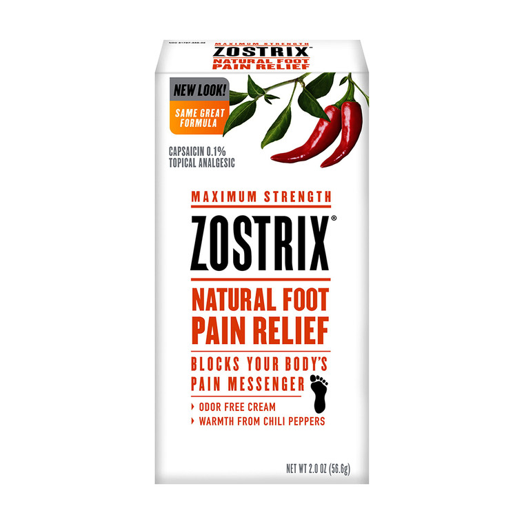 Zostrix Maximum Strength Natural Foot Pain Relief Cream, 2 Oz