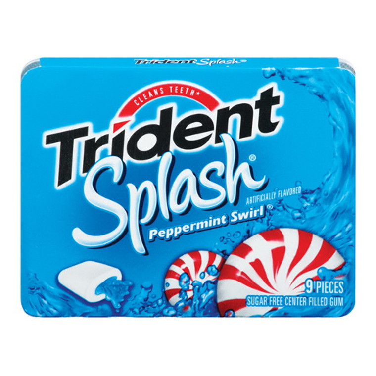 Trident Sugar Free Chewing Gums Splash Peppermint Swirl - 9 Sticks, 10 / Pack