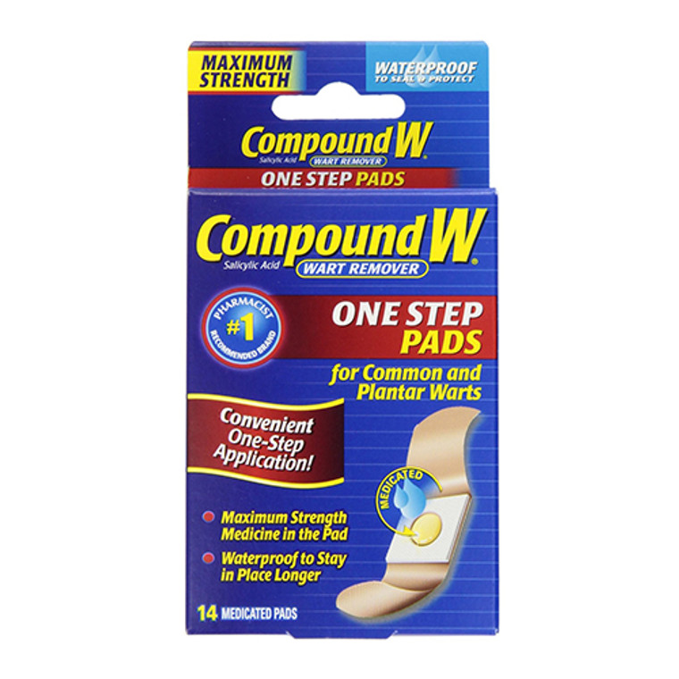 Compound W Wart Remover Medicated Maximum Strength Pads, Waterproof - 14 Ea