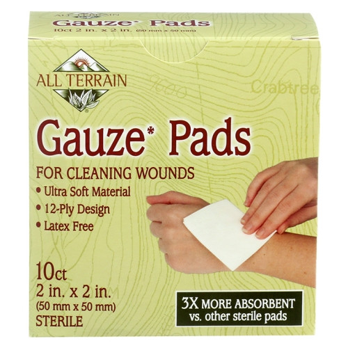 All Terrain Gauze Pads 2 Inch x 2 Inch Latex Free for Cleaning Wounds 10Ea