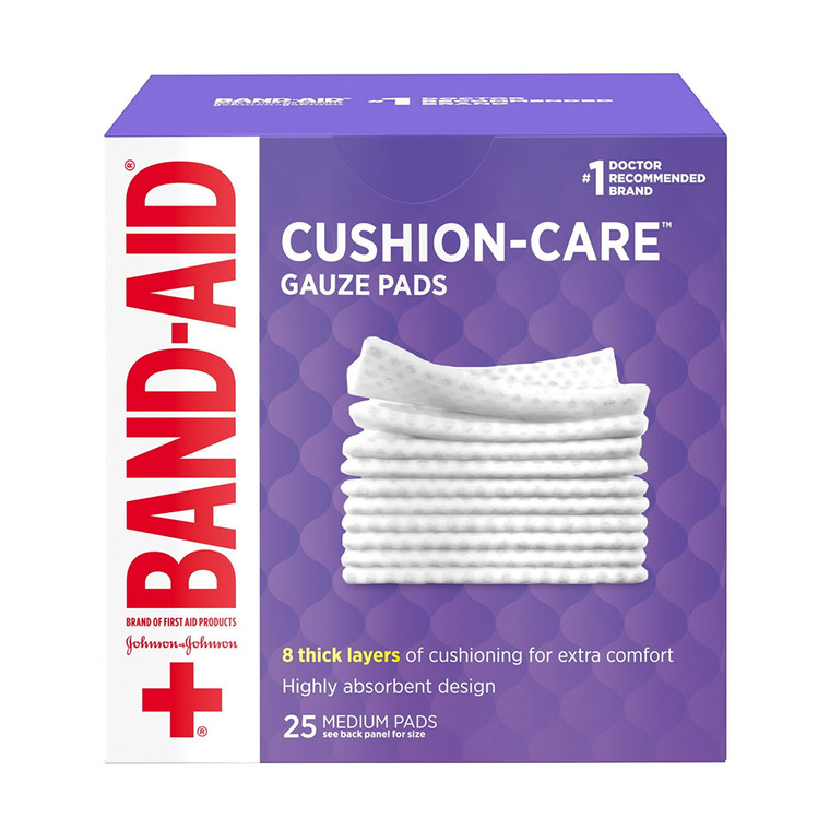 Band Aid First Aid Gauze Pads, Medium, 3 Inch X 3 Inch, 25 Ea