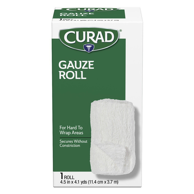 Curad Cotton Gauze Roll 4.5 in x 4 yds for Absorbing Fluid Cushioning and Protecting Wounds 1Ea
