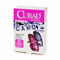 Curad Camo Bandages Pink and Blue 0.75 Inch x 3 Inch for Protecting Minor Cuts and Scrapes from Dirt and Germs 25Ea