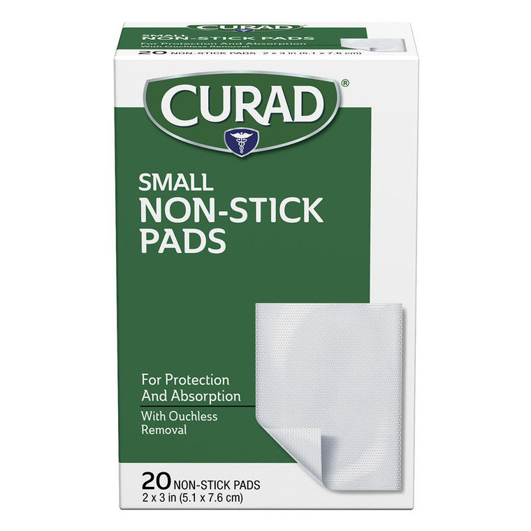 Curad Small Non Stick Pads 2 Inch x 3 Inch for Wound Protection and Clean Healing 20Ea