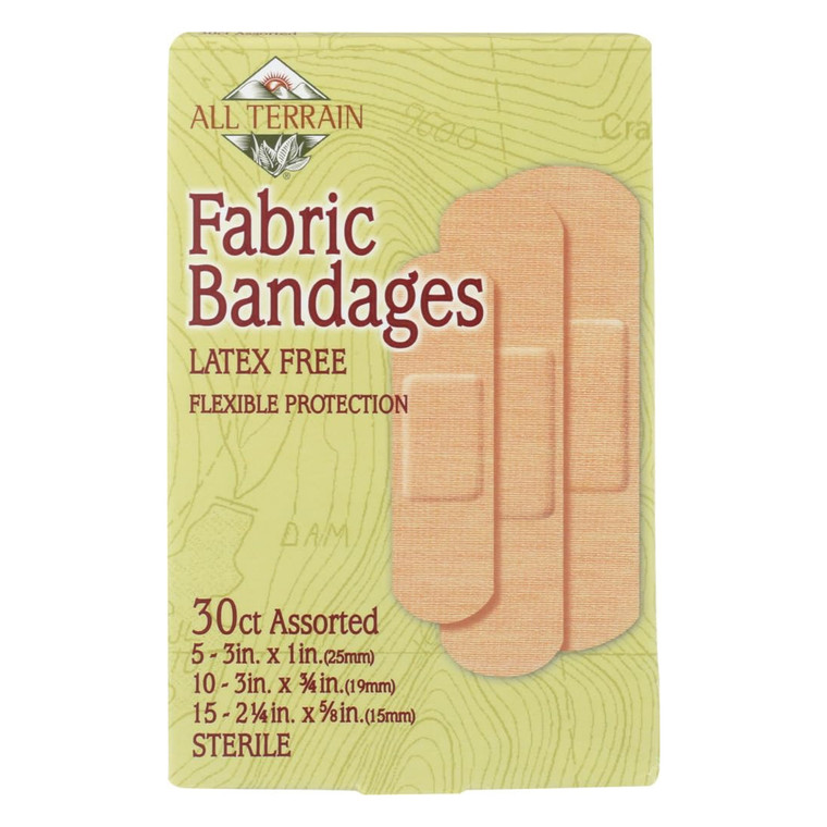 All Terrain Sterile Fabric Assorted Bandages Latex Free for Covering and Protecting Cuts and Scrapes 30Ea