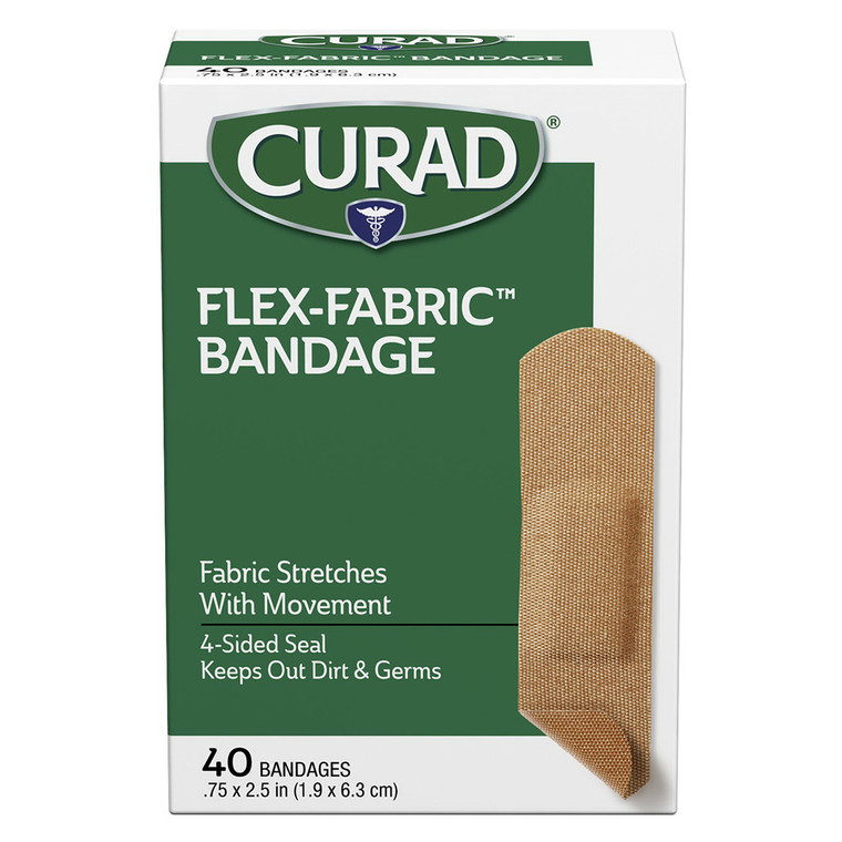 Curad Flex Fabric Strip Bandages 0.75 Inch x 2.5 Inch for Flexible Protection of Minor Cuts 40Ea