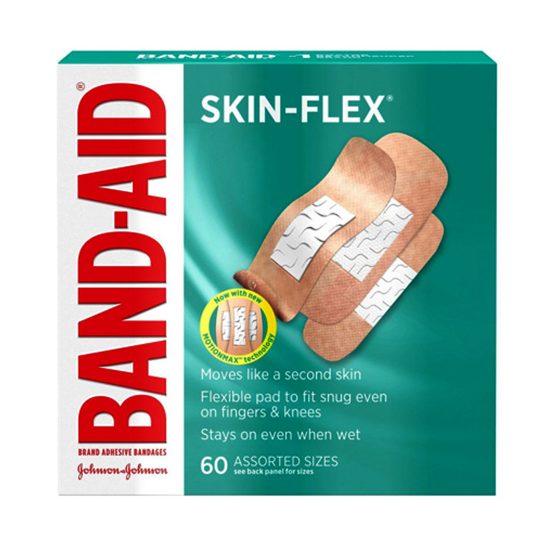 Band Aid Brand Skin Flex Adhesive Bandages, Assorted Sizes, 60 Ea