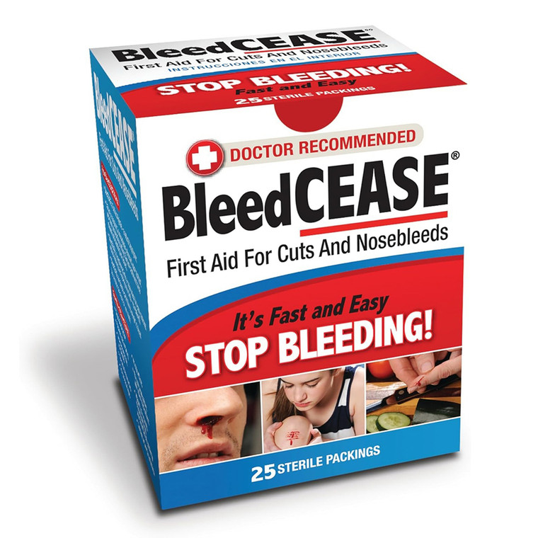 BleedCease First Aid for Cuts and Nosebleeds Sterile Packings 25Ea
