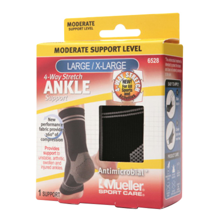 Mueller Moderate Support Level Reusable Large or X Large 4 Way Stretch Ankle Support, 1 Ea