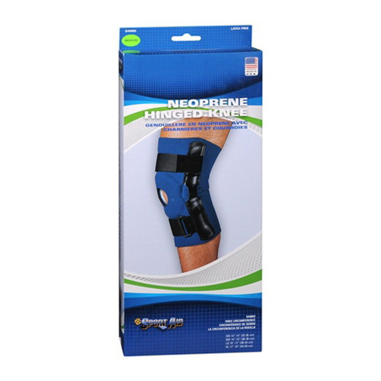 Sportaid Neoprene Hinged Open Patella Knee Brace, Blue, Large, 1 Ea