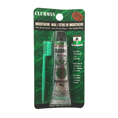 Clubman Pinaud Moustache Wax with Free Brush/CombApplicator,Chestnut, 0.5 oz