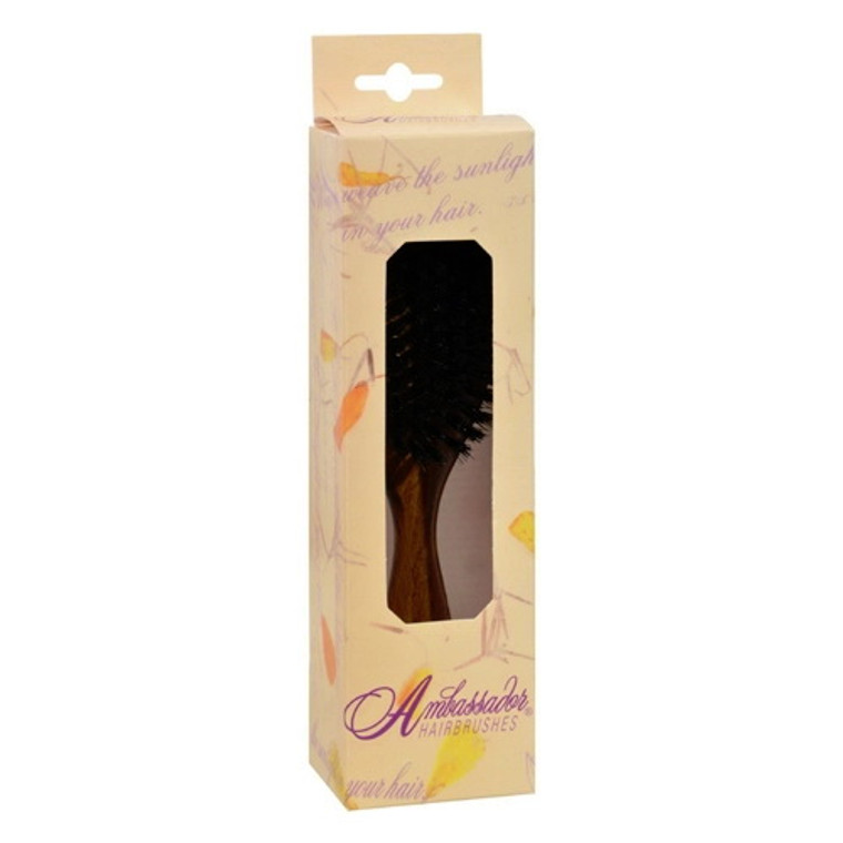 Ambassador Hairbrushes Pure Natural Bristle Hairbrush Oval Dark Wood, 1 Ea