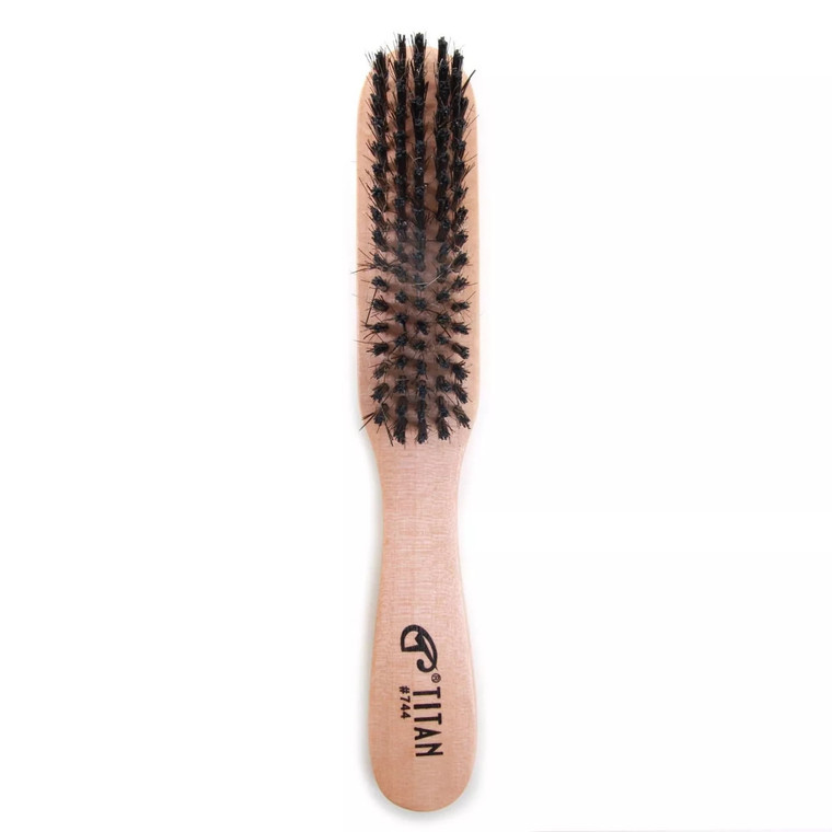 Titan Narrow Wooden Hair Brush Hard Natural Bristles Wood handle, 1 Ea