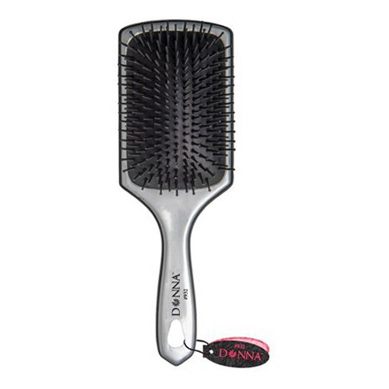 Donna Collection Small Metallic Silver Paddle Hair Brush, Black, 1 Ea