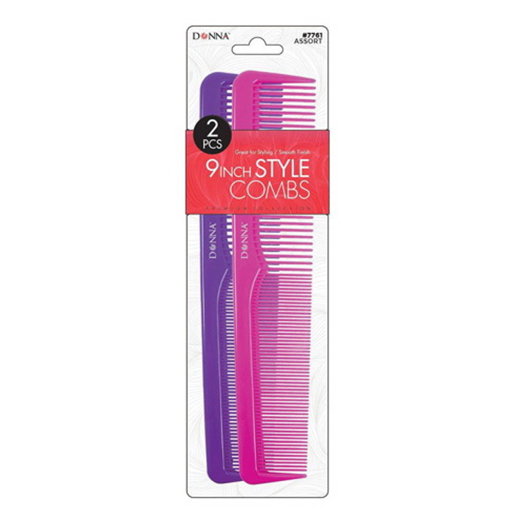 Donna 9 inches Style Combs Multi Colored, 2 Ea