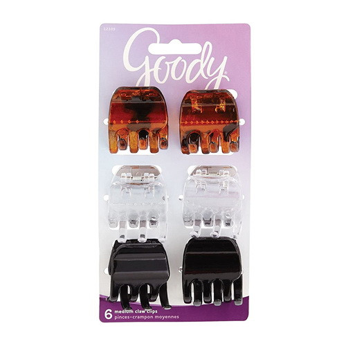 Goody Half Claw Hair Clip, Assorted Colors, 6 Ea