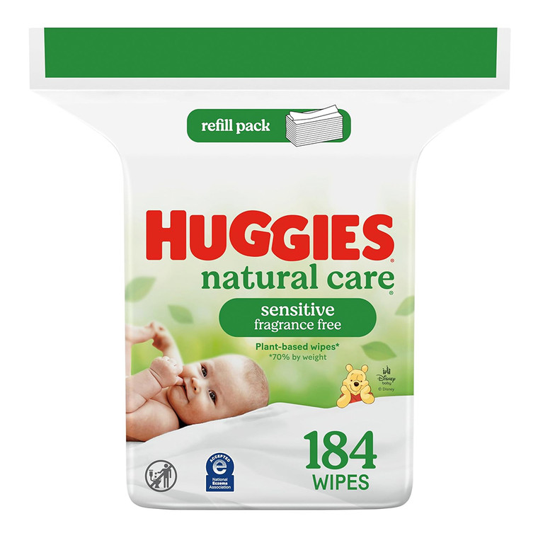 Huggies Natural Care Sensitive Baby Wipes Hypoallergenic Unscented 184Ea