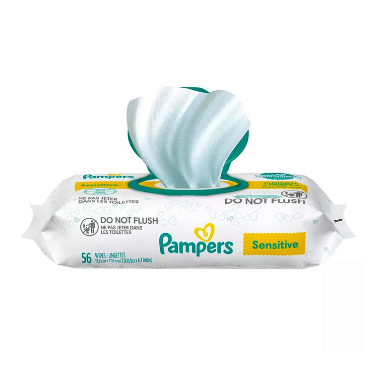 Pampers Sensitive Wipes For Gentle Cleaning, Travel Pack, 56 Ea