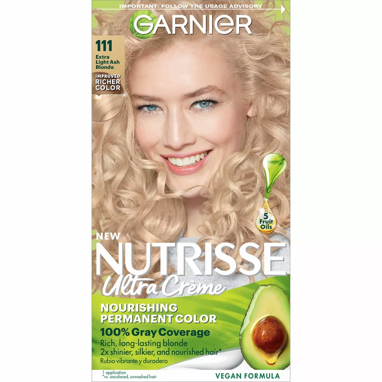 Garnier Nutrisse Nourishing Color Creme, 111 Extra-Light Ash Blonde Kit, 1 Ea