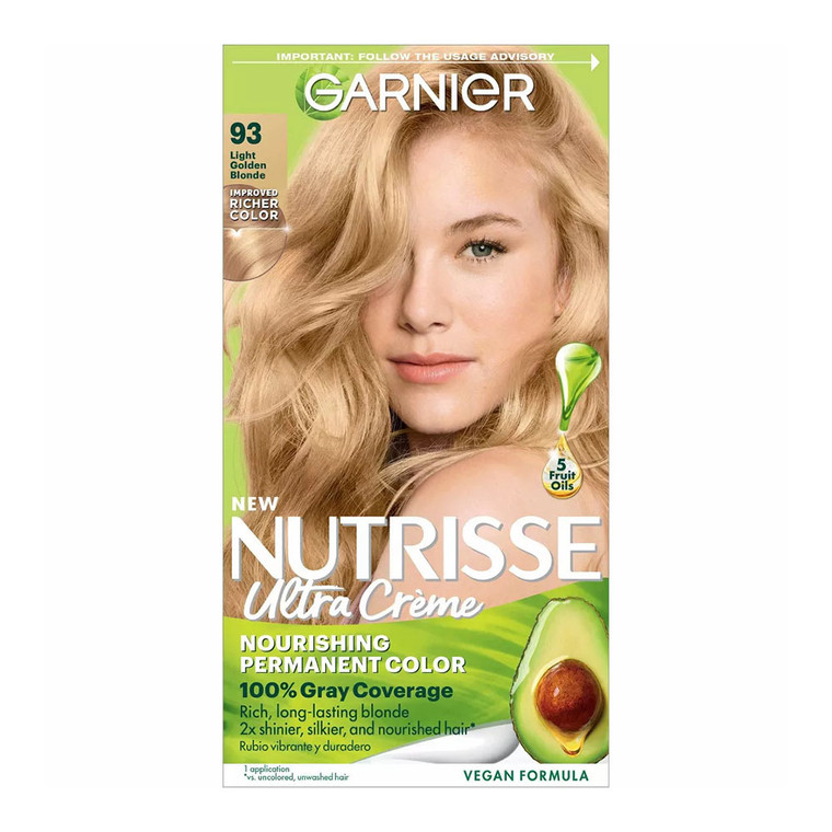 Garnier Nutrisse Permanent Nourishing Hair Color Creme 93 Light Golden Blonde, 1 Ea