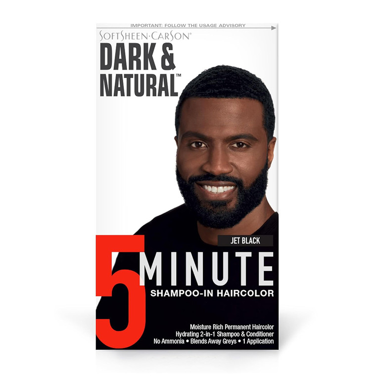 Dark and Natural Mens Permanent 5 Minute Jet Black Hair Color Rich Moisture Formula Leaves Soft Manageable and Healthy Looking Hair Color Kit 1Ea