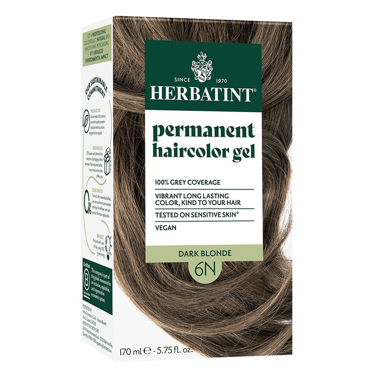 Herbatint 6N Dark Blonde Permanent Haircolor Gel for Grey Coverage 5.75Oz (170ml)