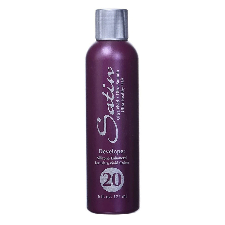Satin Developer Silicone Enhanced for Ultra Vivid Color 20 Volume Professional Hair Developer 6Oz (177ml)