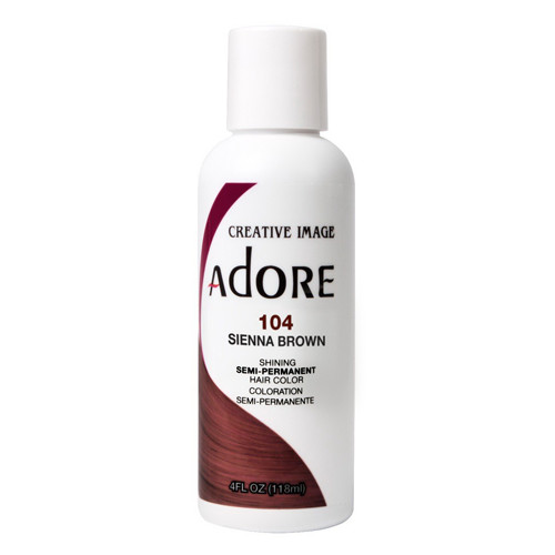 Adore Semi Permanent Hair Color 104 Sienna Brown Alcohol and Ammonia Free 4Oz (118ml)