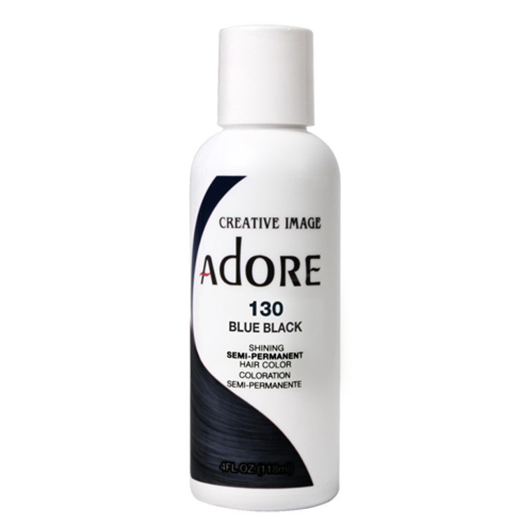 Adore Semi Permanent Hair Color 130 Blue Black Alcohol and Ammonia Free 4Oz (118ml)