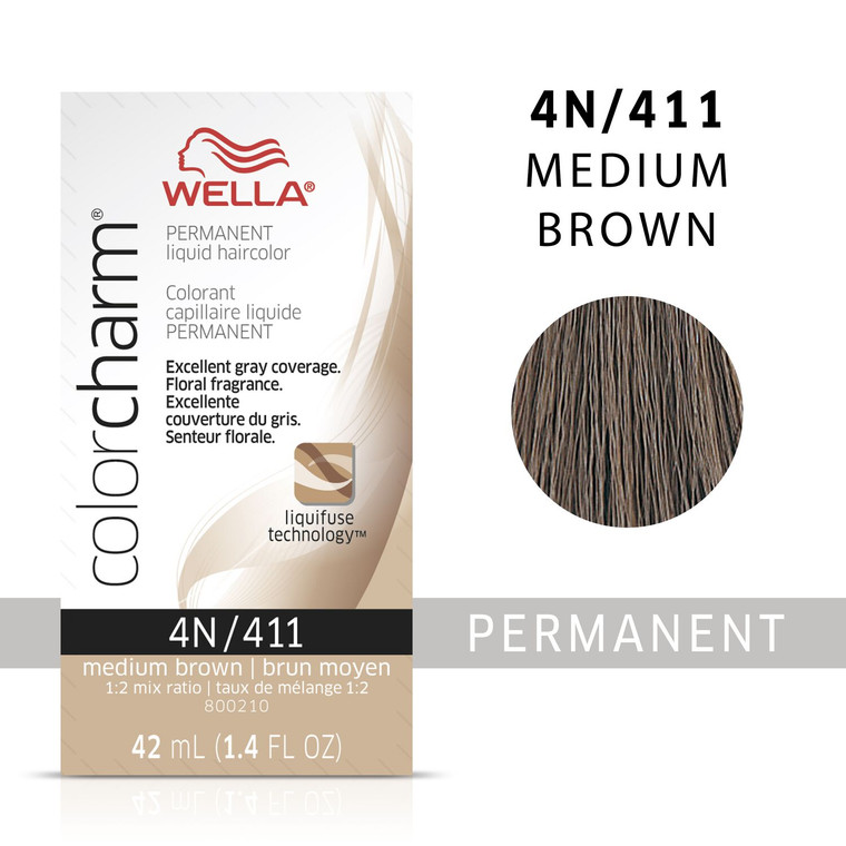 Wella Color Charm Permanent Liquid Hair Color 4N/411 Medum Brown, 1.4 Oz