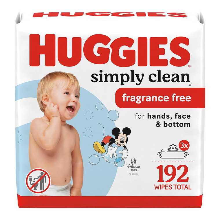 Huggies Simply Clean Unscented Baby Wipes for Hands Face and Bottom 192Ea