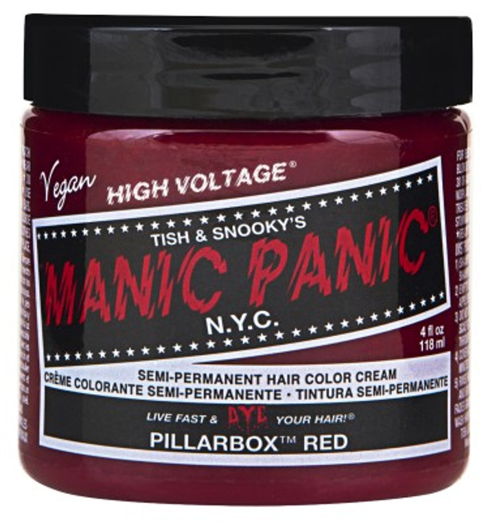 Manic Panic Semi Permanent Formula Hair Color Cream Vegan Pillarbox Red, 4 Oz