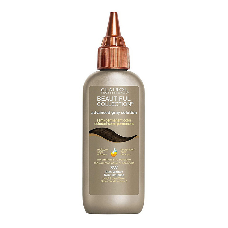 Clairol Professional Advanced Gray Solution Semi Permanent Hair Color, Rich Walnut 3W, 3 Oz