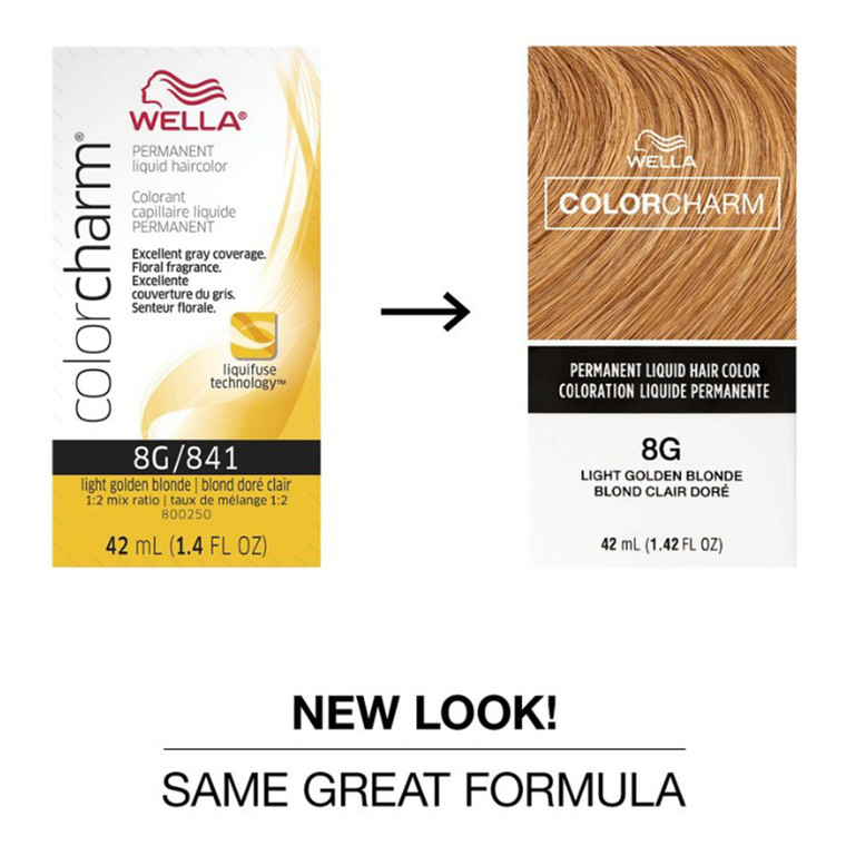 Wella Color Charm Permanent Liquid Hair Color 8G Light Golden Blonde 1.42Oz (42ml)