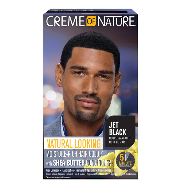 Creme of Nature Jet Black Natural Looking Moisture Rich Liquid Hair Color for Men 1Ea